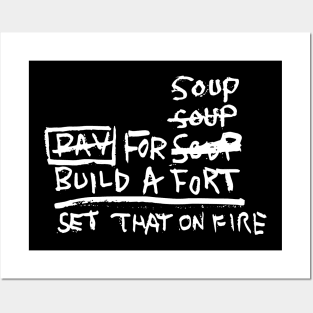 Soup Fort Fire Doodle White Posters and Art